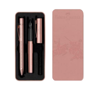 PLUMA FUENTE FABER 201525 + BOLIGRAFO COLOR ROSE OPPER